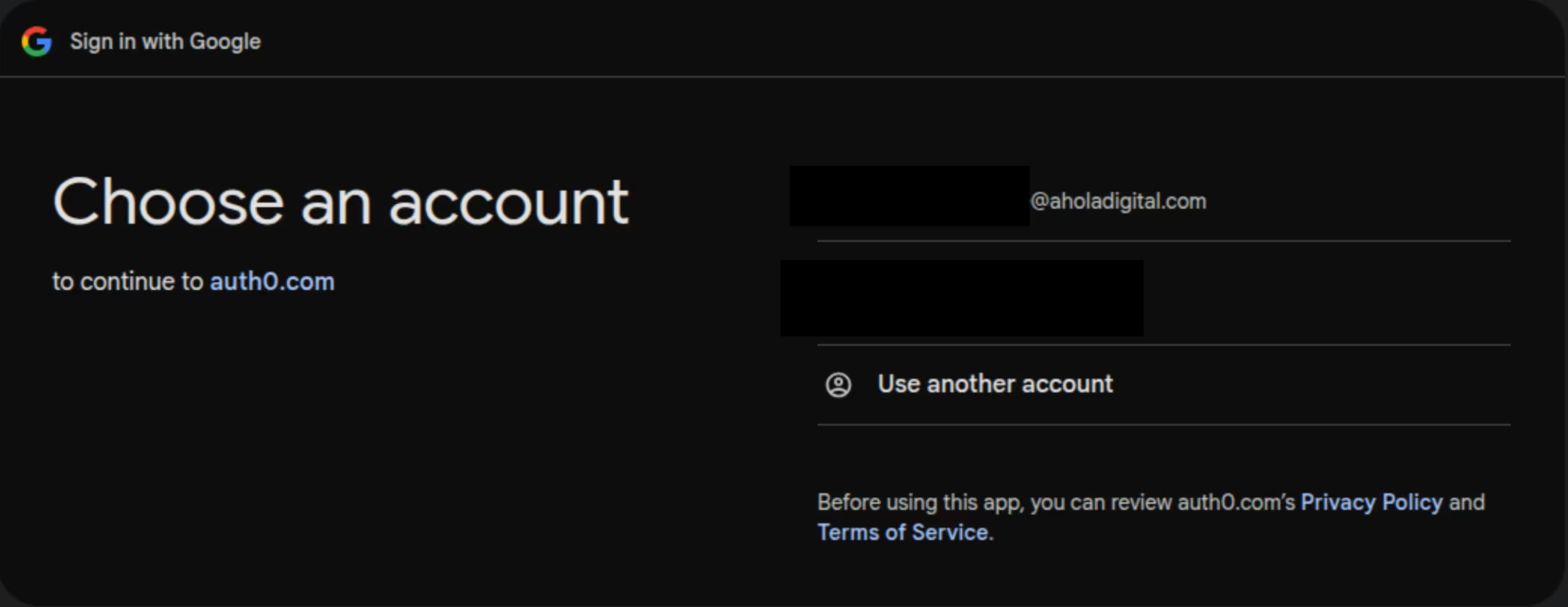 Company account selection