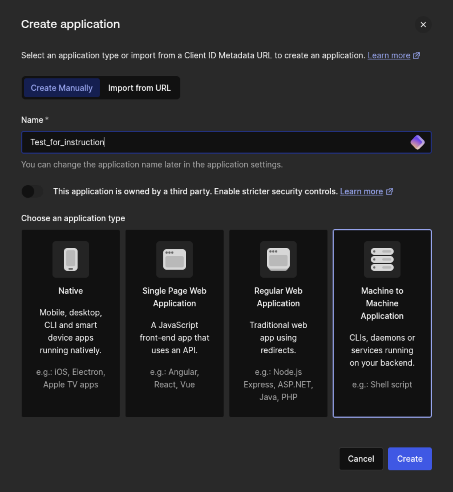 Machine to machine application