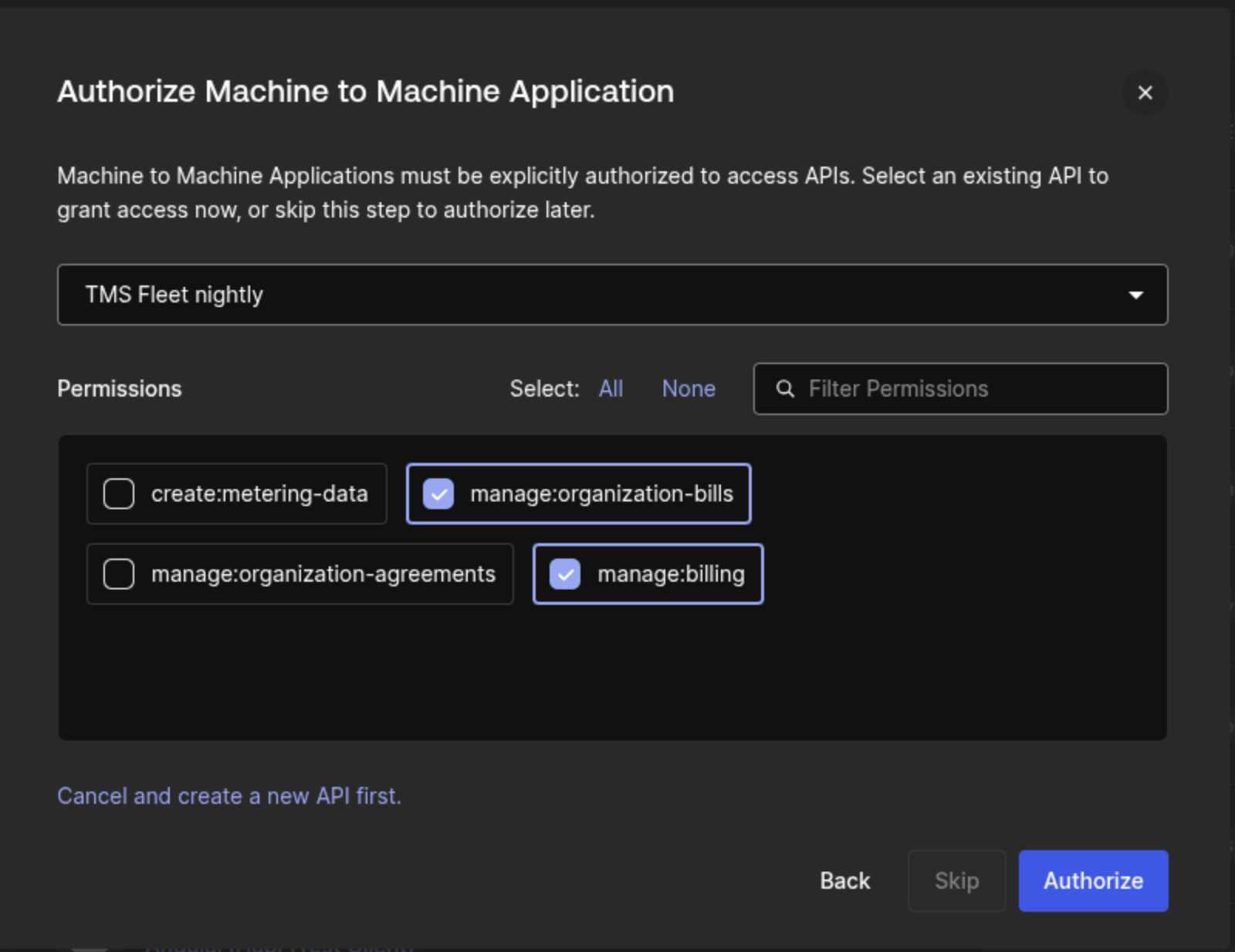API permissions